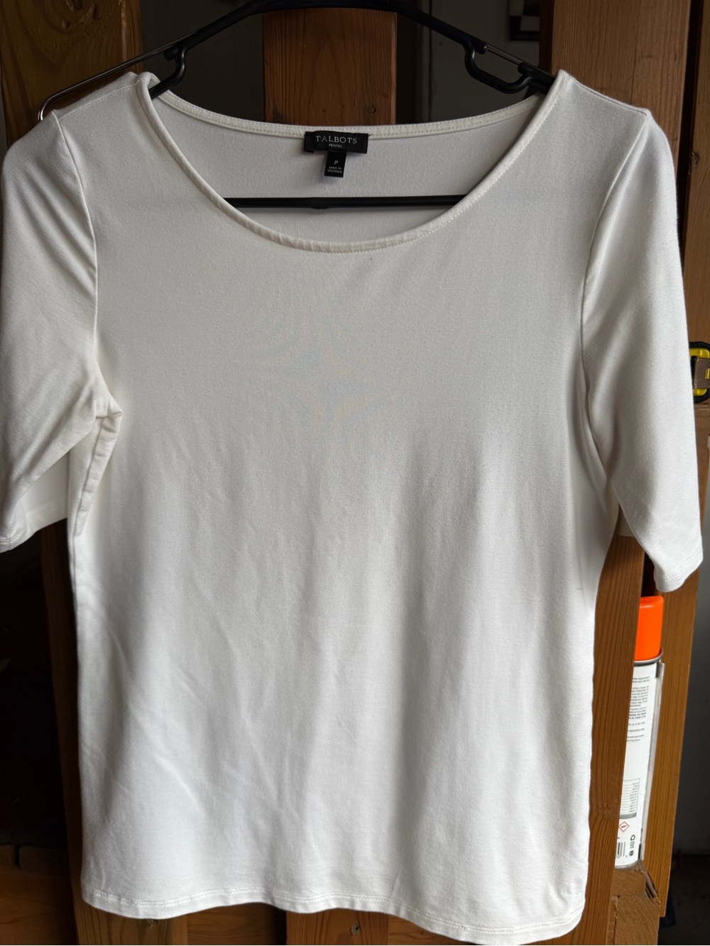 Talbots Cream Scoop Neck Short Sleeve Top